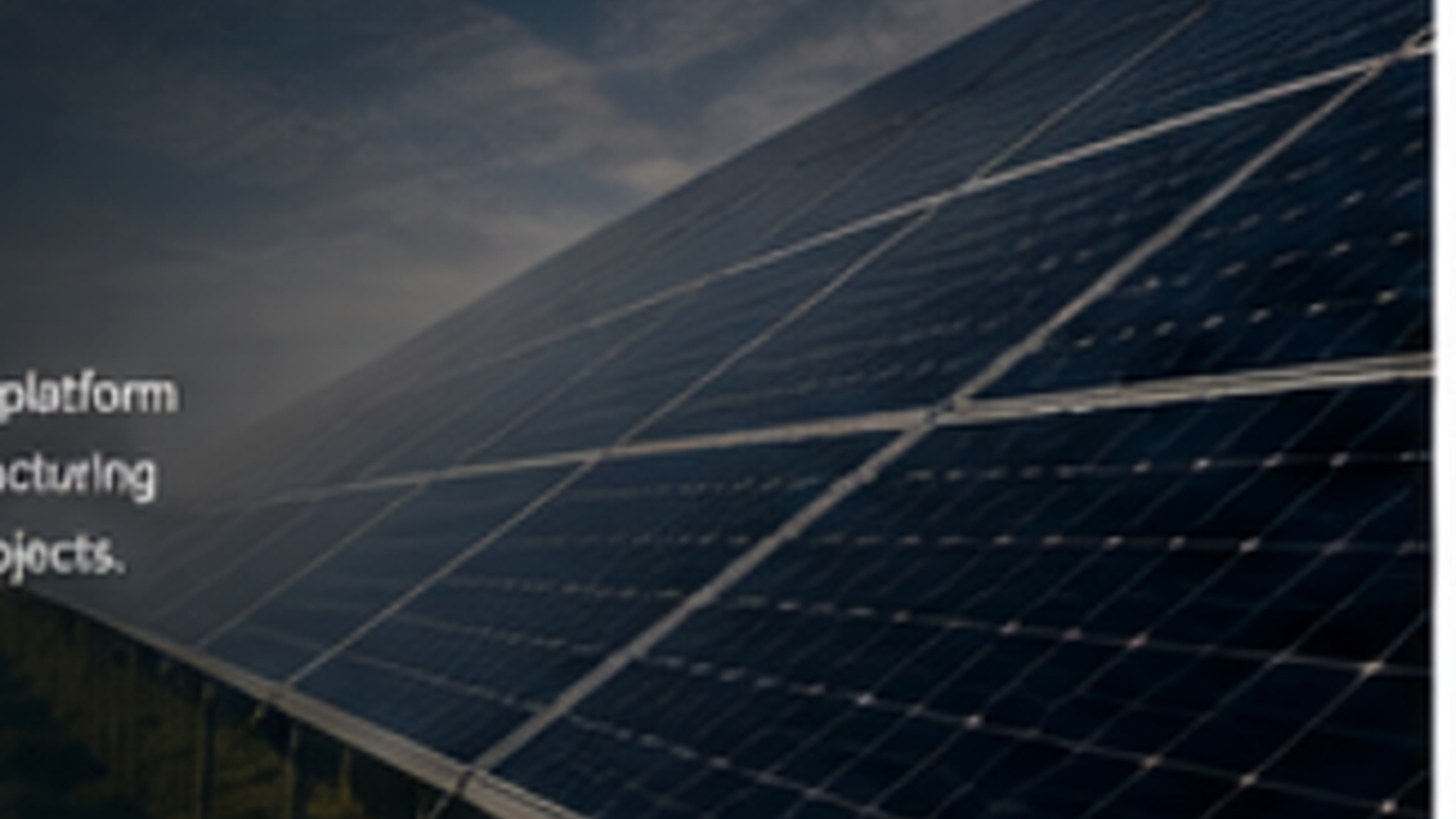 Rows of high-output solar panels in a project field